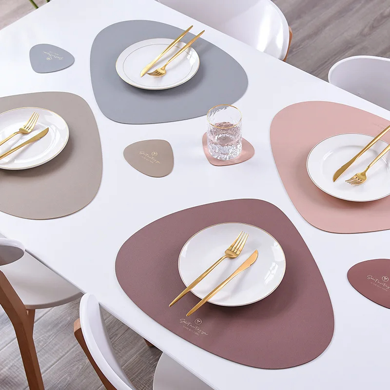 Desk Mat Leather - Juego de manteles individuales y posavasos