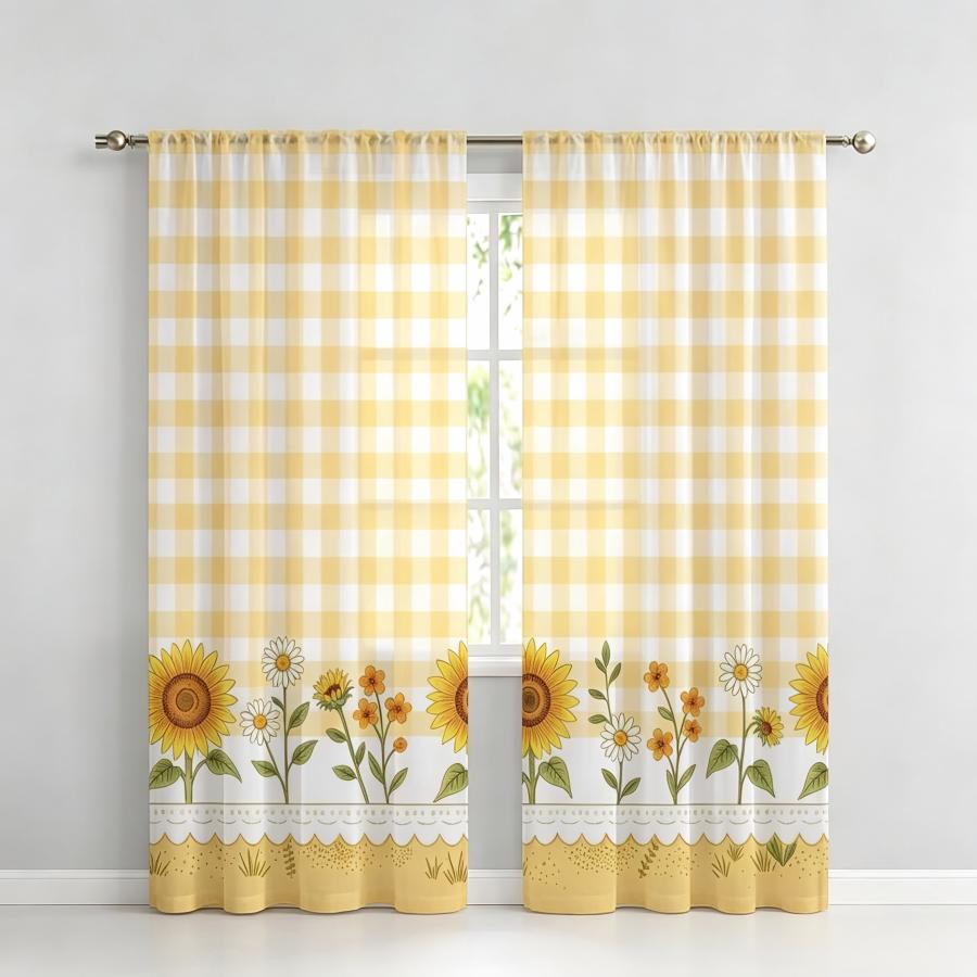 Home Office Rate - 2 Cortinas Transparentes con Estampado Digital,