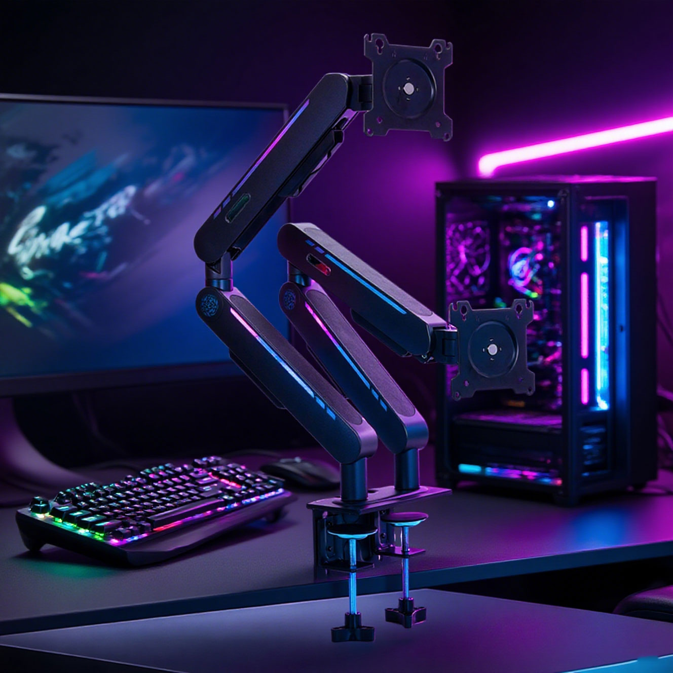 Monitor Arm Dual - Nuevo Soporte de Escritorio con Resorte