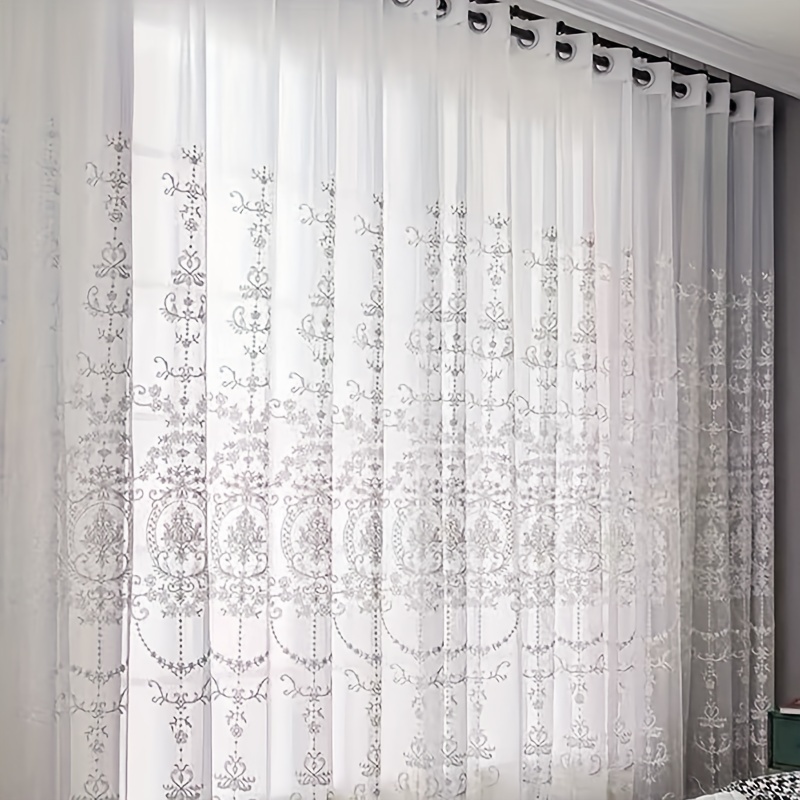 1 Cortina Transparente Bordada - Home Office Rate reseña y precio